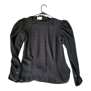 Vintage 80s Regina Porter Porterhouse NWT Sheer Black Blouse Small Dark Academia